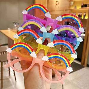 Lunettes de soleil rondes pour enfants, roses, tendance, pour filles, protection UV400, colorées, arc-en-ciel, vente en gros - Product Image 3