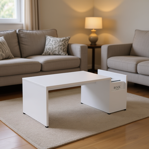 Tavolino da Caffè in Legno Ingegnerizzato Bianco con Vano Portaoggetti, Arredamento Moderno e Minimalista per Soggiorno - Product Image 2