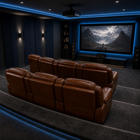 Sofá de cine moderno de lujo, de cuero, eléctrico, retráctil, con espuma de alta densidad, sillón VIP para cine en casa.