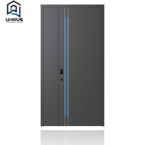 Porte contemporaine en aluminium avec boîte <span class=keywords><strong>aux</strong></span> <span class=keywords><strong>lettres</strong></span> et sonnette intégrées Vision nocturne à 180 ° Résolution 2K pour l'entrée - Product Image 3