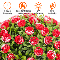 Boule de fleurs artificielles suspendue, rose réaliste, résistante aux UV, sphère topiaire pour mariage, Saint-Valentin, Pâques, jardin, maison, intérieur