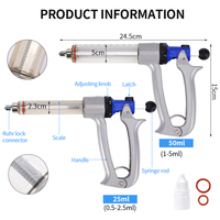 Seringue à pistolet vétérinaire 25 ml 50 ml Seringue à canon Vaccination animale Seringue à injecteur pour bétail