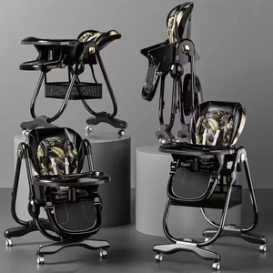 <span class=keywords><strong>Chaise</strong></span> haute multifonction réglable en hauteur pour bébé, siège confortable en plastique pliable avec roulettes - Product Image 2