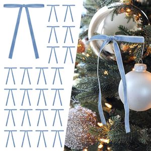 24 Lazos Largos de Terciopelo para Adornos de Árbol de Navidad, Decoraciones Navideñas Flocadas, Accesorios para Coronas de Chimenea - Product Image 4