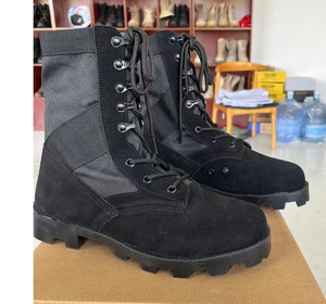 TST0229 Bottes longues en daim noir durables avec semelle Panama - Product Image 2