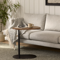 Table d'appoint réglable en hauteur en noyer noir, style moderne minimaliste en forme de C, pour salon et canapé