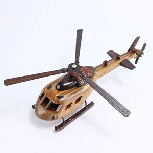 Modèle en bois d'avion Vintage fait à la main bureau parure collection jouets modèle en bois bricolage à la main avion planeur hélicoptère artisanat