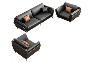 FanRui Italian minimalist leather sofa set Dubai light luxury leather living room sofa set support custom wholesale