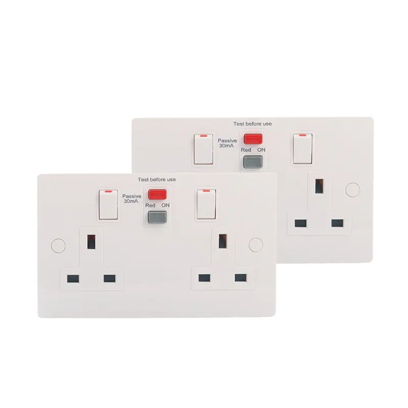 Onisto parede 2 gang uk soquete, com interruptor rcd protegido barbeador tomada elétrica rcd soquete 13a