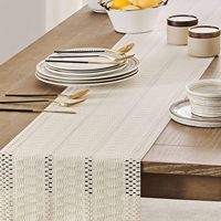 ZeeMart Chemin de table style macramé en coton mélangé, style bohème, 12x90 pouces, ivoire