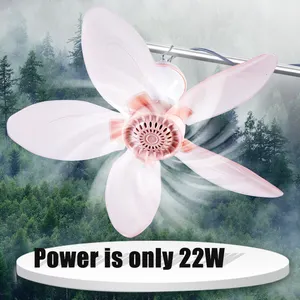 China Factory Custom Portable 5 Blades 220v Mini Plastic Ceiling Fan With Detachable Blades