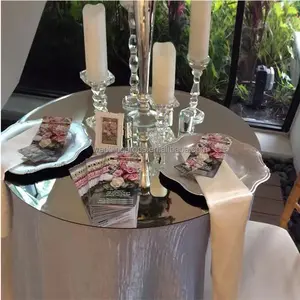 Mirrored Glass Table Top Decor Round Mirrored Acrylic Tablecover for wedding table decoration