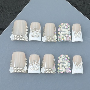 Uñas postizas acrílicas de cobertura completa al por mayor, de alta calidad, hechas a mano, con etiqueta privada, para presionar y fijar. - Product Image 2