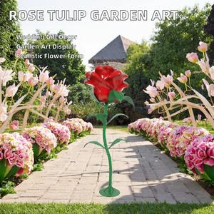 Escultura de Rosa de Fibra de Vidrio, Flor Realista, Decoración Artística para Jardín, Paisaje, Bodas, Fiestas - Product Image 2