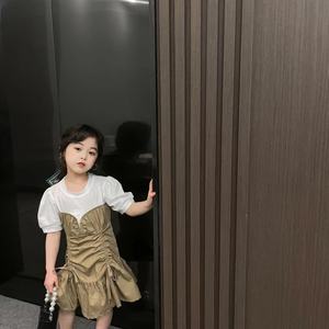 สินค้ามาใหม่ ชุดเด็กผู้หญิงคุณภาพสูง ชุดฤดูร้อนแขนสั้น ความยาวระดับเข่า ผ้าลายทอทาฟต้า สไตล์ลำลอง - Product Image 4