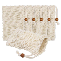 Sac en filet à cordon en sisal biodégradable écologique avec logo personnalisé, sac en filet pour savon naturel exfoliant pour le corps