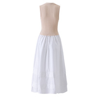 Nouvelle Arrivée Été 2026 – Robe Longue Tricotée Femme Coupe A-line avec Col Rabattu et Manches Colorblock Patchwork pour Bureau et Tenue Décontractée