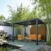 Pergola motorisée de luxe en alliage d'aluminium gris 3*4 avec télécommande, toit à lamelles, imperméable, finition thermolaquée pour jardin