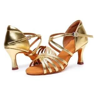 Zapatos de baile latino Glod profesional Zapatos de baile de salsa de salón para mujer