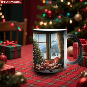 Ensemble cadeau de Noël, tasse à café en céramique noire givrée de 11 oz, tasse à changement de couleur activée par la chaleur - Product Image 2
