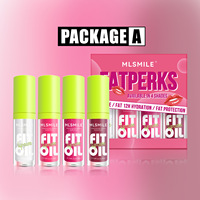 Lot de 4 Huiles à Lèvres Teintées 4,8ml, Hautement Pigmentées, Maquillage Liquide Rose, Gloss Soin Brillant Repulpant et Hydratant