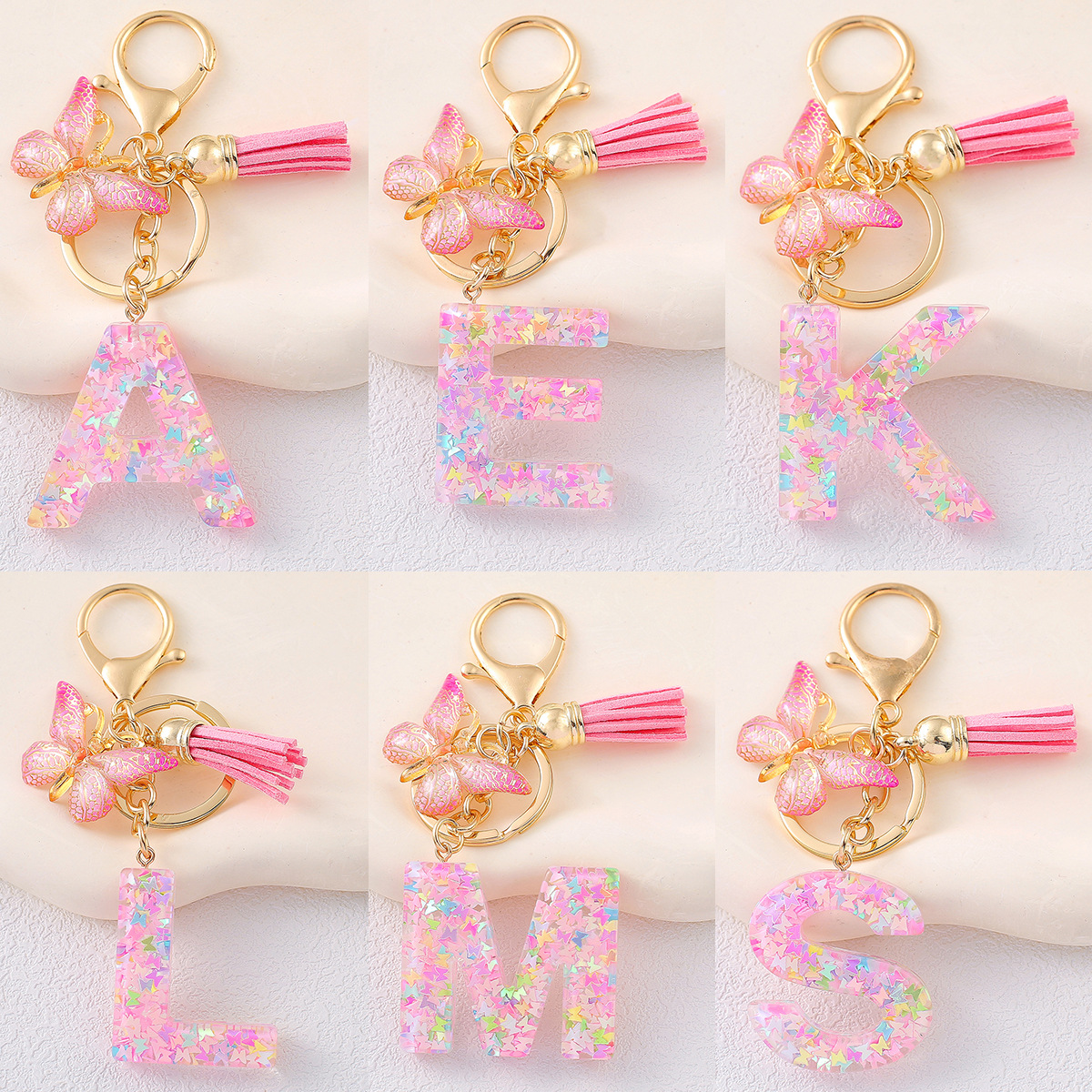 ZHYTUAL Buchstaben Schlüsselanhänger | Personalisierter Schmetterling Anhänger Mit Initialen