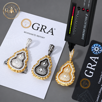 Collier de luxe en moissanite VVS avec pendentif gourde rotatif double face flamme, bijou de fête, cadeau, symbole de bonne fortune