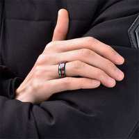 Femmes 8mm acier inoxydable incrustation métal noir Vintage bague de mariage coloré ormeau coquille fête bijoux cadeaux pour hommes