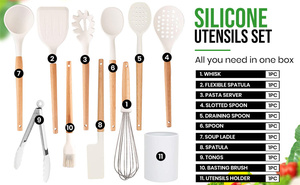 Ensemble d'ustensiles de cuisine en <span class=keywords><strong>silicone</strong></span> spatule de cuisine cuillère tourneur brosse pinces pour la cuisson à la maison rentable de qualité alimentaire 11 pièces - Product Image 6