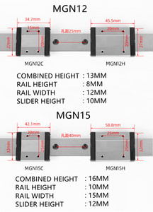 Rail linéaire de 9 mm, mini-bloc, conception linéaire, roulement en acier MGN9H MGN12H MGN15H - Product Image 6