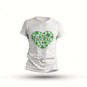 Wholesale Four <b>Leaf</b> Clover St. Patricks Day Graphic Crewneck Tee Shirt Custom Design Casual Green T-Shirt - Product Image 2