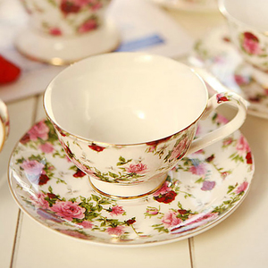 European Fine Bone China Coffee <b>Set</b> Floral Ceramic Cup and Saucer Sugar Milk <b>Tea</b> <b>Pot</b> 15 Pieces English Afternoon <b>Tea</b> <b>Set</b> - Product Image 3