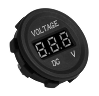 Voltmeter LED Digital Panel Bulat untuk Mobil, Kapal, dan Kendaraan Laut, DC 12V 24V