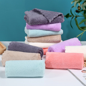 Serviette carrée en polaire corail Carlota 30x30cm 25x25cm, douce et absorbante, torchon de cuisine, serviette à main pour usage général - Product Image 4