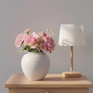 Vase moderne en céramique blanc moucheté pour usage intérieur/bureau/<span class=keywords><strong>jardin</strong></span>, fleurs/vert - Product Image 1