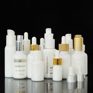 Empty <b>Container</b> 30 ml 50 ml 100 ml 200 ml Opal Ceramic White Glass Eye Cream Bottles with Dropper - Product Image 1