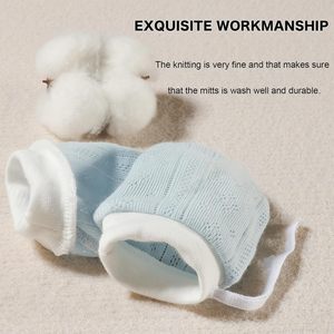 Mitaines anti-rayures pour bébé, gants chauds et respirants, design à cordon, en coton doux, petits gants d'automne - Product Image 5
