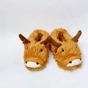 Chaussons bottes d'intérieur antidérapants en peluche douce et moelleuse motif vache des Highlands pour femme et <span class=keywords><strong>homme</strong></span>, collection hiver - Product Image 2