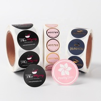 Autocollant rose doré imprimé, autocollant rond imperméable en feuille d'or « Merci » avec logo personnalisé brillant transparent, étiquette d'emballage (ancien modèle)