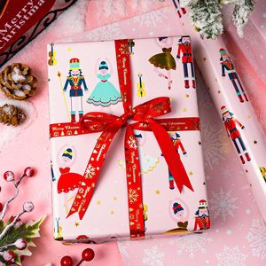 MAYPLUSS Pink Christmas Wrapping <b>Paper</b> <b>Roll</b> 17in X 33ft Nutcracker Ballet Design Recyclable Gift Craft Packaging - Product Image 5