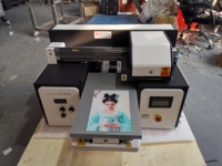 Printer UV Flatbed Dual Head Desktop A2 A3 Spot Color Channel Xp600 dengan Pencetakan CMYK Putih Varnish dalam Satu Workflow Silindris
