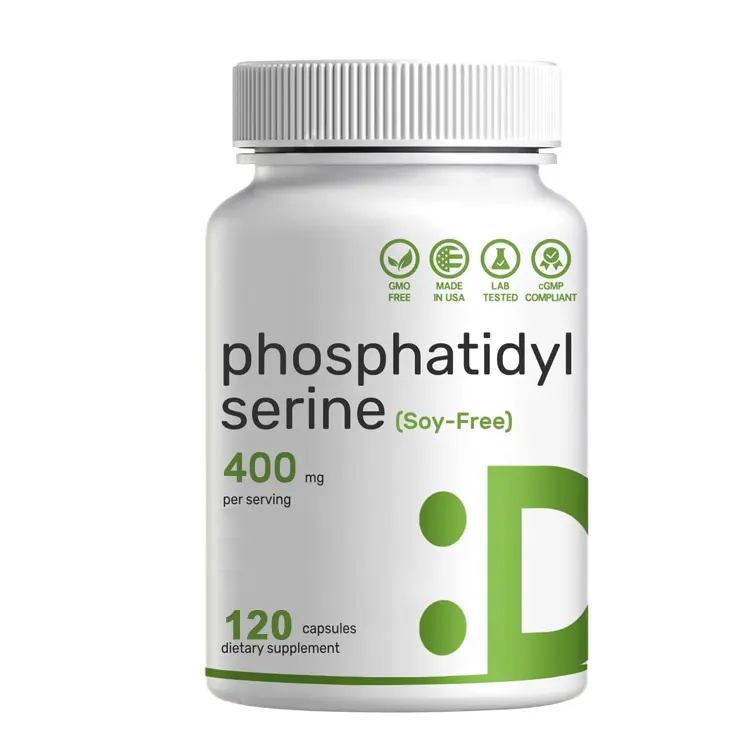 OEM nhãn hiệu riêng Phosphatidylserine 400mg, 120 viên nang đậu nành miễn phí, 30 phần ăn, ăn chay thân thiện, không biến đổi gen, gluten miễn phí