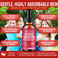 Supplément de fer avec de la vitamine C, B12, acide folique-Supplément de gouttes liquides à haute puissance pour les globules rouges, constructeur de sang