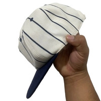 Casquette de sport vintage à rayures bleues non structurées 100% coton avec couronne douce et broderie de couleur