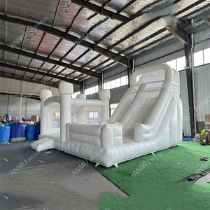 Château gonflable de maison de rebond de videur de maison de rebond de catégorie commerciale blanche extérieure avec la glissière - Product Image 4