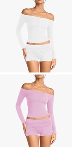 Aoyma Set Yoga Personalizzato con Logo, Maglietta Senza Spalle per <span class=keywords><strong>Donna</strong></span>, Abbigliamento Fitness |   Top da <span class=keywords><strong>palestra</strong></span> a maniche lunghe con reggiseno integrato - Product Image 4