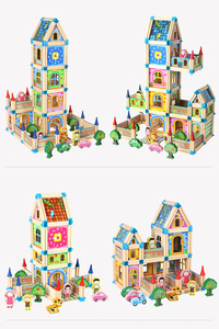 128PCS DIY Children Game Master <strong>of</strong> Architecture Building <strong>Blocks</strong> <strong>Wooden</strong> Construction Kid Toys - Product Image 5