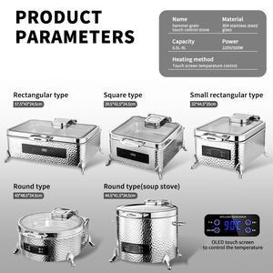 WINNERS-Ensemble présentoir luxueux pour buffet, chauffe-plats martelés, chauffe-plats en acier inoxydable pour buffet, pour banquet d'hôtel - Product Image 6