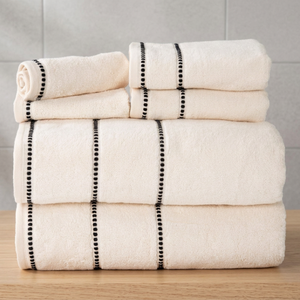 Ensemble de serviettes de bain en coton bio écologique, douces, absorbantes, crème, motif à carreaux rectangulaires, séchage rapide, pour hôtel - Product Image 1