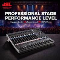 Console de mixage audio professionnelle JSL 12 canaux, égaliseur 3 bandes, 99 préréglages de haute qualité, effets DSP intégrés, mixeur pour studio